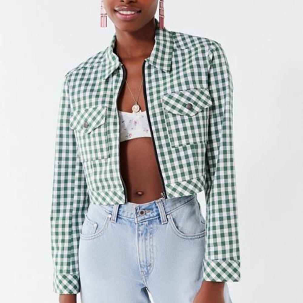 UO gingham jacket cropped - Picture 1 of 3